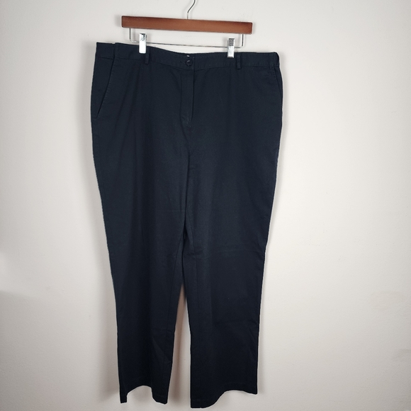 LL Bean Classic‎ Fit 100% Cotton Black Straight Leg Pants Women's Size 18W - Picture 1 of 9
